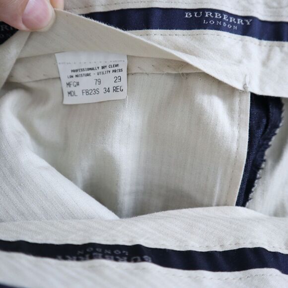 Vintage Burberry London Men's Size 34 Trouser Marled Navy Blue Pants - Picture 6 of 10